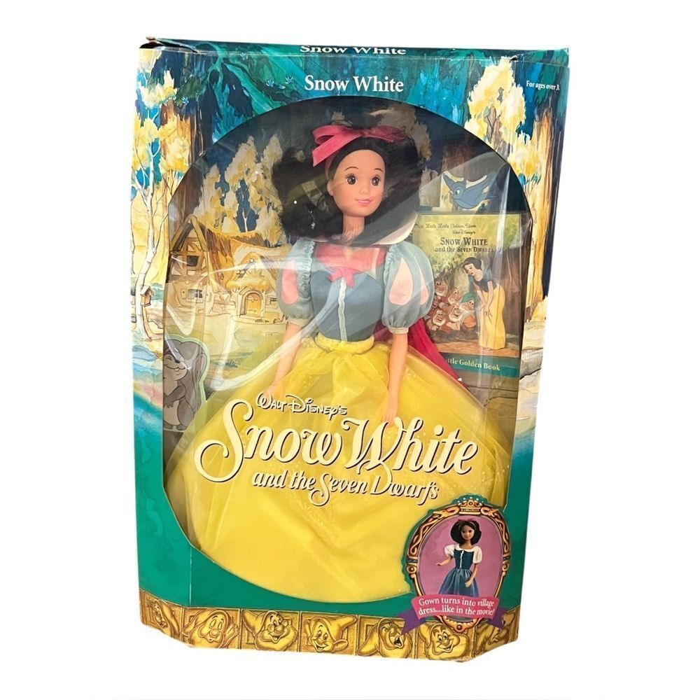 Walt Disney's Snow White & the Seven Dwarfs Doll & Book NRFB Mattel 1992